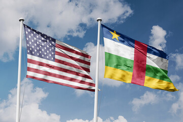 3D illustration, United States and  Central African Republic alliance and meeting, cooperation of states.