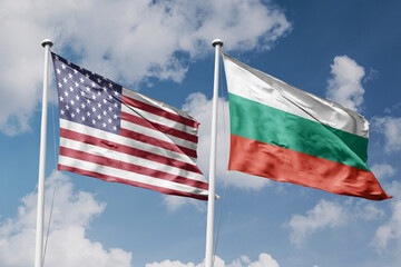 3D illustration, United States and Bulgaria alliance and meeting, cooperation of states.