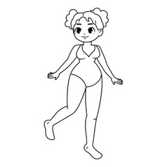 Isolated happy plus size model character Vector