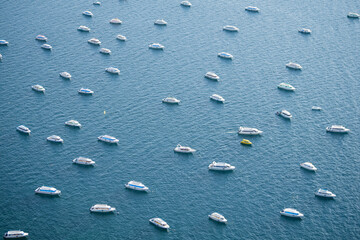 isolated view of fishing boats in titicaca lake, bolivia