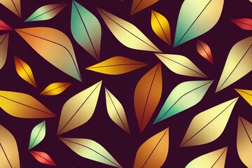 2d illustrated seamless texture. Modern geometric background. Repeating geometric pattern with abstract dotted leaves.