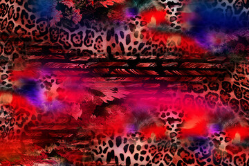 Obraz na płótnie Canvas Colorful leopard print pattern.Modern fashion prints.Textile illustration render.Textile fabric print pattern.New fashion pattern print.Creative fabric digital design 