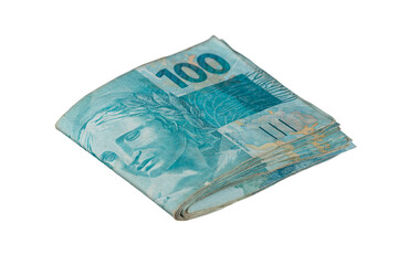 One hundred reais banknotes. Brazilian money. png transparent background