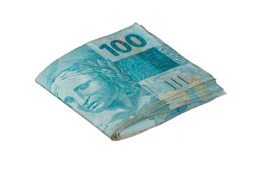 One hundred reais banknotes. Brazilian money. png transparent background