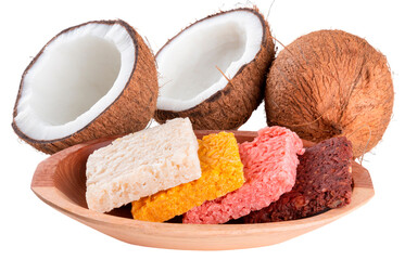 Coconut candy and dry coconut with transparent background png - 542820391