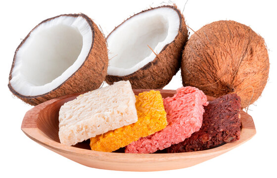 Coconut candy and dry coconut with transparent background png