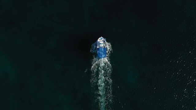 Fishboat on the sea at Leros island, Greece