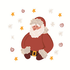 Merry Christmas greeting card template with winter cottage, bunny and envelope for Santa. Winter holidays card or poster. Vector winter set.Christmas Set