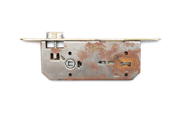 Aged rusty and used Mortise lock with cylinder for door