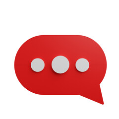 Red bubble chat notification 3d icon render illustration 