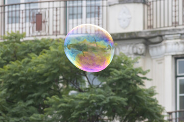 A big soap bubble on the street