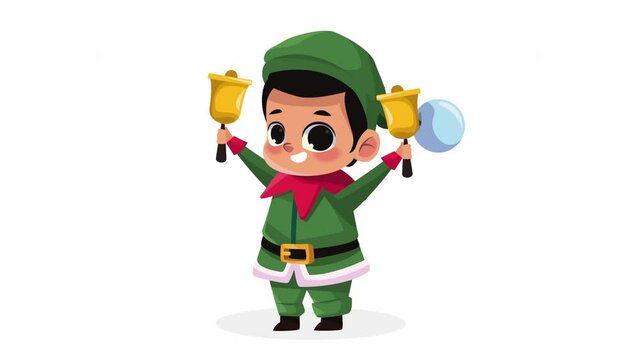 little elf playing bells animation