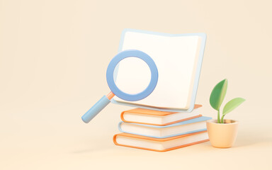 Fototapeta premium Search the knowledge in books, 3d rendering.