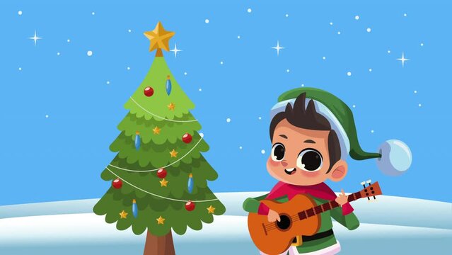 little elf playing guitar animation