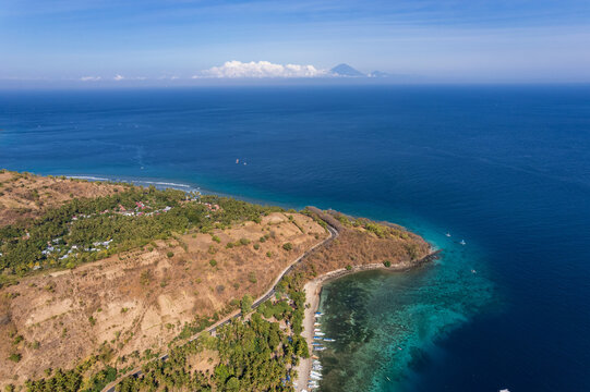 Aerial view of Kecinan beach, Lombok, West Nusa Tenggara, Indonesia