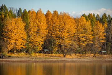 autumn landscape with lake, Liptovsk&aacute; Mara, Liptov, Slovakia