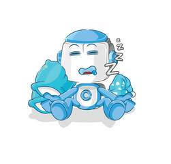 humanoid robot sleeping character. cartoon mascot vector