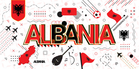 albania background memphis style, to commemorate the big day in the country of albania