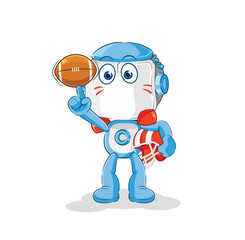 humanoid robot playing rugby character. cartoon mascot vector