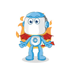 Obraz premium humanoid robot demon with wings character. cartoon mascot vector