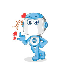 humanoid robot flirting illustration. character vector