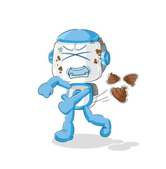 humanoid robot throwing shit vector