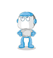 Fototapeta premium humanoid robot lifting rock cartoon character vector