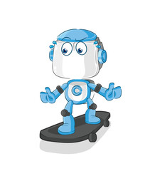 Fototapeta premium humanoid robot riding skateboard cartoon character vector