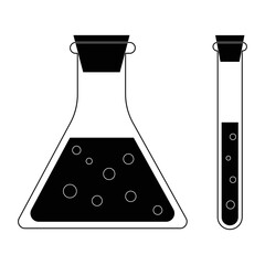 Laboratory glass test tube black white flat design icon