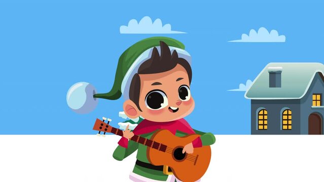little elf playing guitar animation