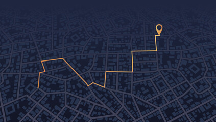 Gps map navigation to own house. View from above the map buildings. Detailed view of city. Decorative graphic tourist map City top view. Abstract background. Flat style, Vector, illustration isolated.