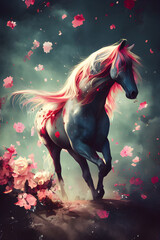 Obraz na płótnie Canvas High quality colorful horse illustration.