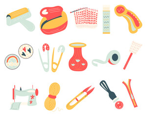 Cute hand-drawn art and craft essentials illustration set