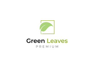 Simple and minimalist leaf logo design. Green Leave logo