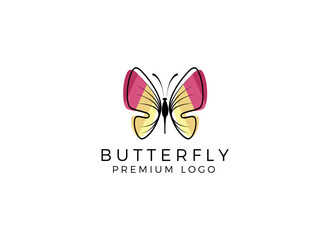Butterfly logo. Luxury line logotype design. Universal premium butterfly symbol logotype.