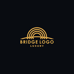 bridge logo abstract bridge logo vector icon illustration line outline bridge logo Template