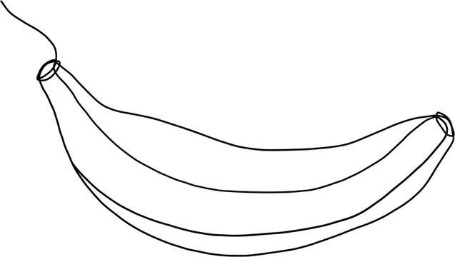 recommend clip art: simplicity banana fruit freehand continuous line drawing