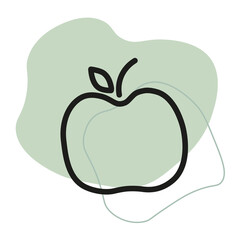 Line art apple line colored spot. Sweet food. Plant leaf sign. Vector illustration. stock image.