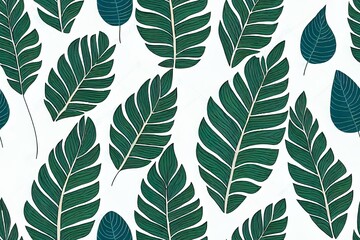Fototapeta na wymiar Set of three hand drawn seamless patterns. Tropical jungle leaves and various shapes. Abstract contemporary seamless patterns. Modern patchwork illustrations in 2d illustrated. Every pattern is