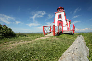 Phare de St-Andr&eacute;-de-Kamouraska lighthouse on the shore of St-Laurence river, Bas St-Laurent. Quebec Canada