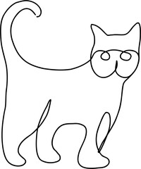 simplicity cat freehand continuous line drawing.