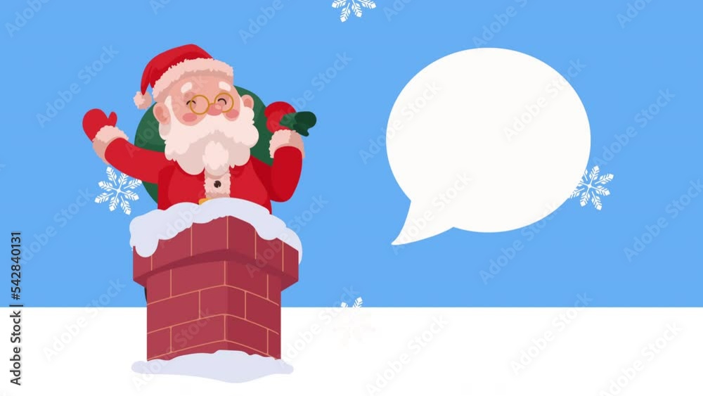 Wall mural santa claus in chimney animation