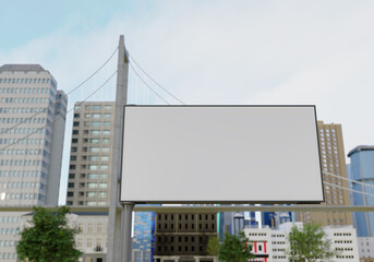 3D mockup blank billboard in downtown rendering