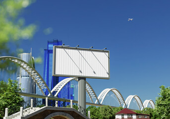 3D mockup blank flip billboard in downtown rendering