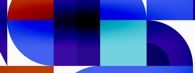 Obraz premium Minimal geometric abstract background. Circle square and triangle design. Trendy techno business template for wallpaper, banner, background or landing