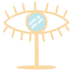 An eye-shaped mirror isolated on white background.