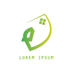 Leaf house lettering logo