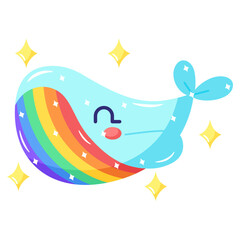 Fototapeta premium Isolated colored happy whale lgbt pride icon Vector
