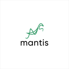 insect bug mantis pray logo design vector - obrazy, fototapety, plakaty
