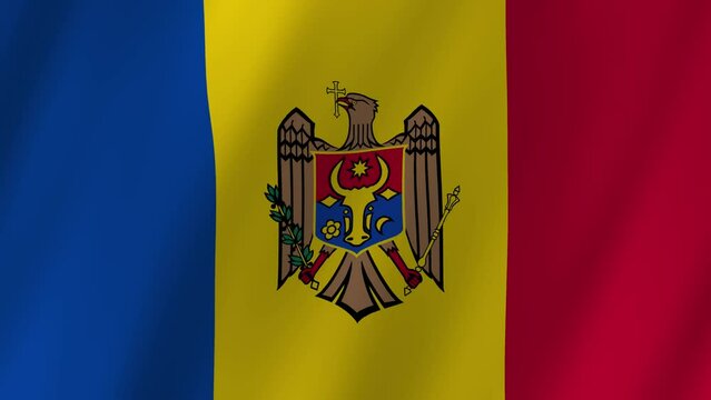 Moldova flag waving animation. seamless loop animation flag video waving in wind. suitable for videos independence day or other holidays